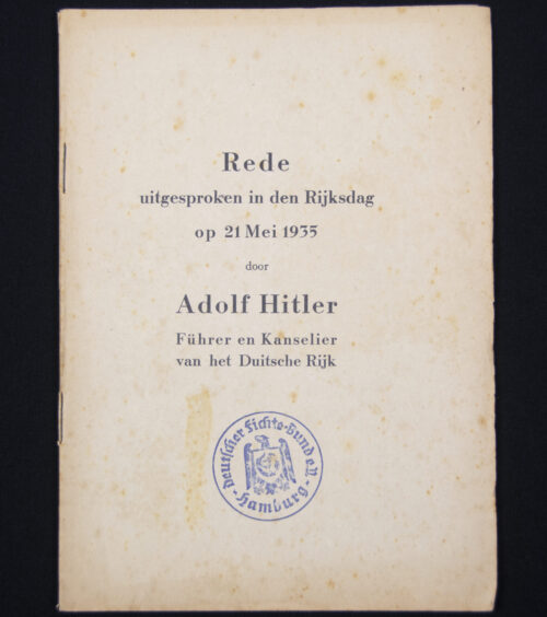 (Brochure) Rede uitgesproken in den Rijksdag op 21 Mei 1935