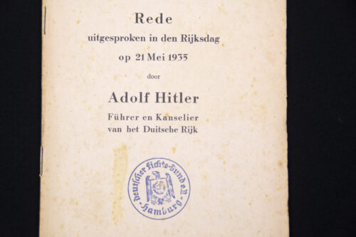 (Brochure) Rede uitgesproken in den Rijksdag op 21 Mei 1935