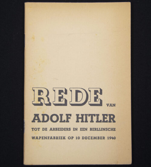 (Brochure) Rede van Adolf Hitler tot de arbeiders in een Berlijnsche wapenfabriek op 10 december 1940