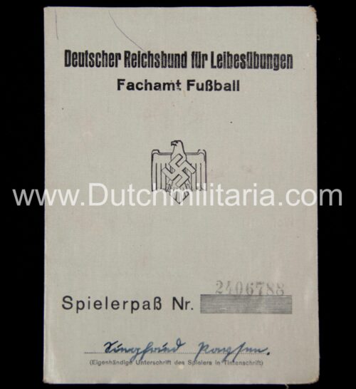 Deutscher Reichsbund für Leibesübungen Fachamt Fussball Speilerpass (1936)