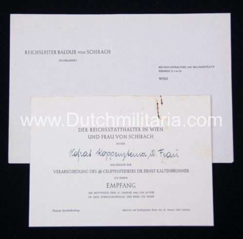 (Documents) Der Reichsstatthalter in Wien Baldur von Schirach - Veranbschiedung des SS-Gruppenführers Dr. Ernst Kaltenbrunner 1938 - rare