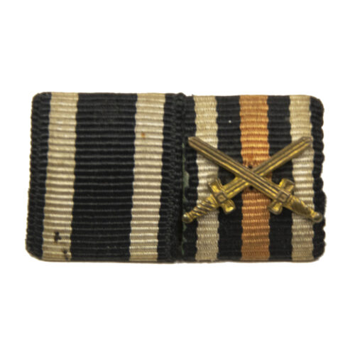 German WWI double ribbon with Ek2 + Frontkämpfer Ehrenkreuz