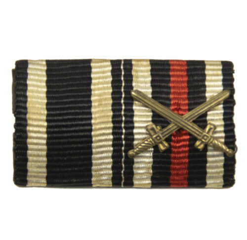 German WWI double ribbonbar with Ek2 + Frontkämpfer Ehrekreuz