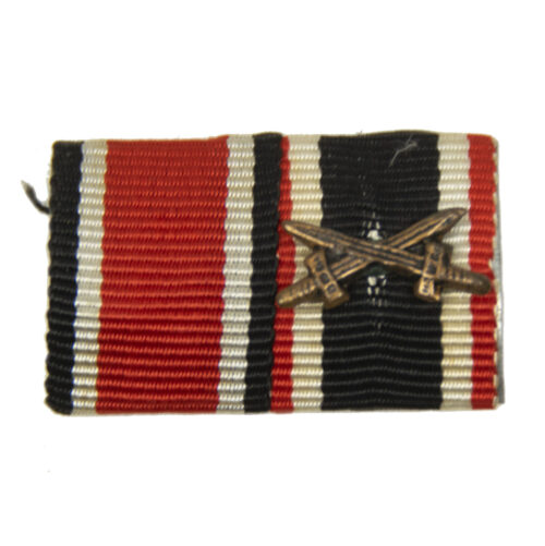 German WWII double ribbon with Ek2 + Kriegsverdienstkreuz mit Schwerter