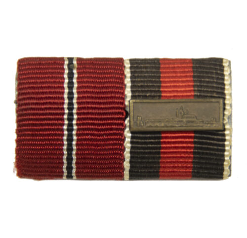 German WWII double ribbonbar with Ostmedaille + Sudetenland annexationmedal + Prageburger clasp