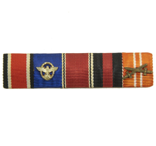 German WWII ribbonbar with EK2 + Police long service + Anschluss medal + Sudeten medal + Olympia medal