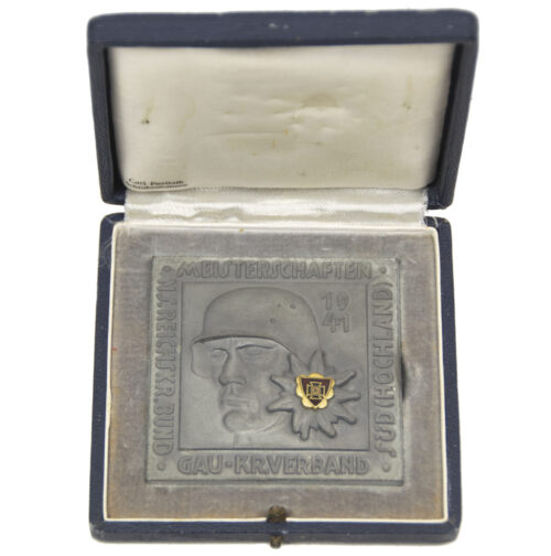 N.S. Reichskriegerbund Meisterschaften Gau-Kr. Verband Süd (Hochland) plaque + case - rare