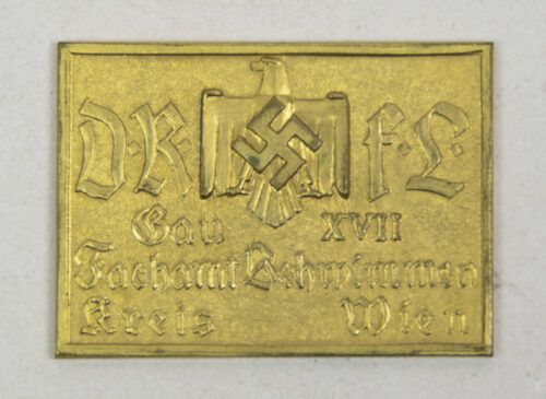 Nationalsozialistischen Reichsbund für Leibesübungen (NSRL) Gau VII Fachamt SChwimmen Kreis Wien - Gold Plaque