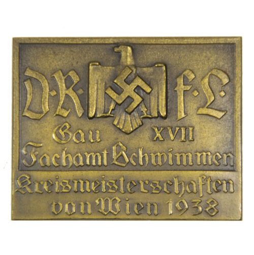 Nationalsozialistischen Reichsbund für Leibesübungen (NSRL) Gau VII Fachamt Schwimmen Kreis Wien - bronze Plaque
