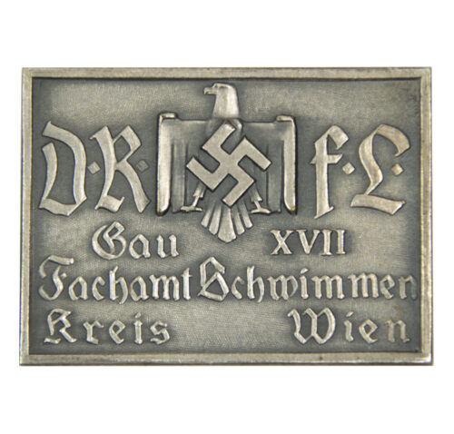 Nationalsozialistischen Reichsbund für Leibesübungen (NSRL) Gau VII Fachamt Schwimmen Kreis Wien - silver Plaque