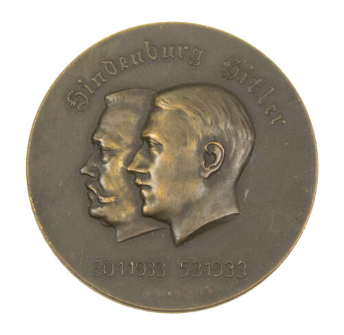 Non portable medal Hindenburg Hitler 30.1.1933 - 5.3.1933