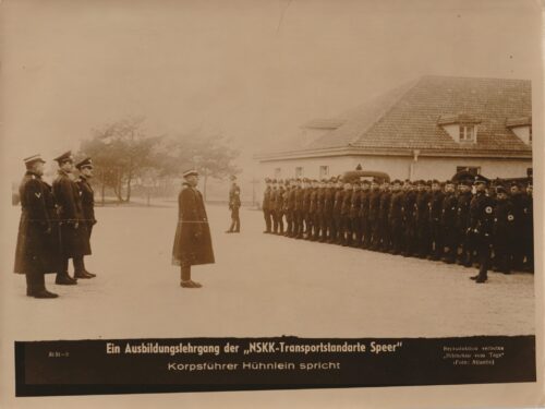 (Pressphoto) Ein Ausbildungslehrgang der NSKK-Transportstandarte Speer - Korpsführer Hühnlein spricht (24x18cm)