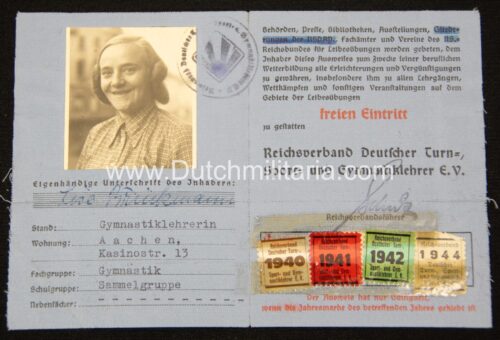 Reichsverband Deutscher Turn-, Sport- und Gymnastiklehrer E.V. Mitglied-Ausweis