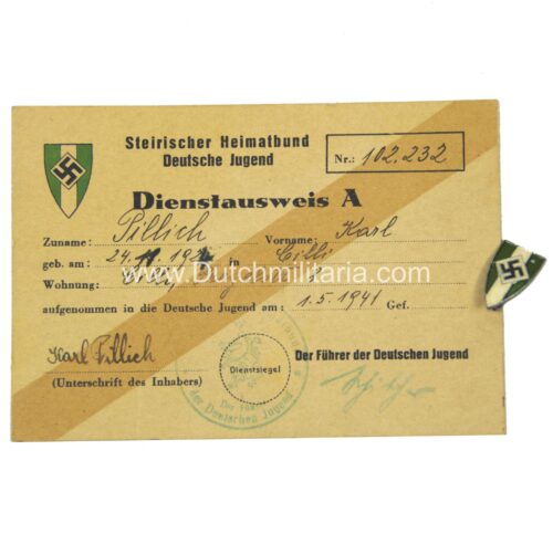 Steirischer Heimatbund Deutsche Jugend Dienstausweis A + memberbadge