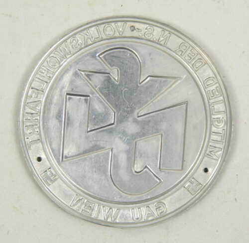 Türplakette door plaque Mitglied der N.S.-Volkswohlfahrt Gau Wien