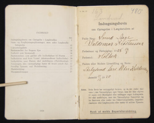 Danish “Soldbuch” from 1929