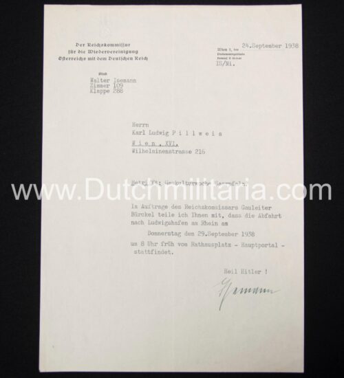 (Document) Der Reichskommissar für die Wiederveinigung österreichs mit dem Deutschen Reich (1938)
