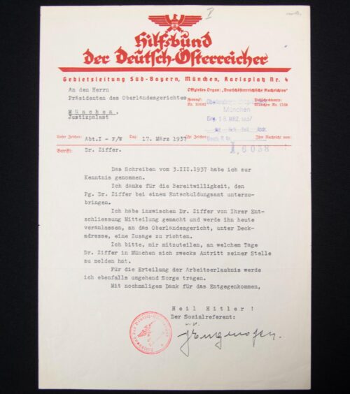 (Document) Hilfsbund der Deutsch-Österreicher (1937) - rare