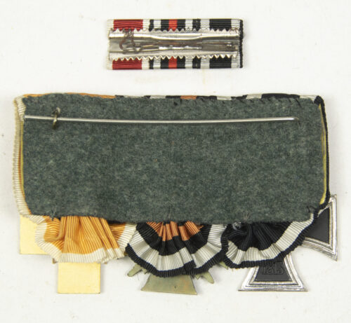 German medalbar with Iron cross second class (EK2) + Frontkämpfer Ehrenkreuz + Ehrenzeichen für deutsche Volkspflege 3. Stufe - rare