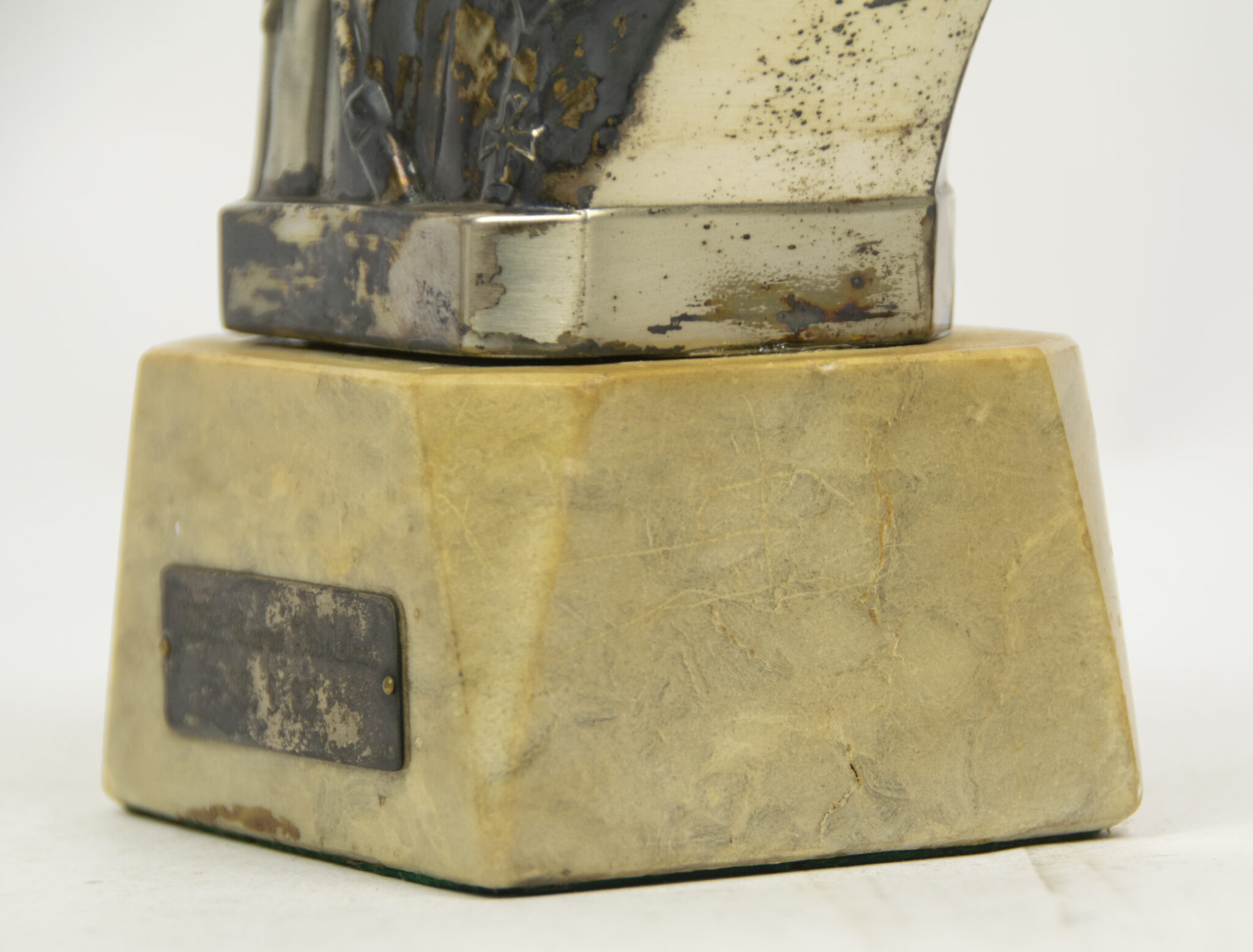 Hitler silver colored bust on marble base - Image 11