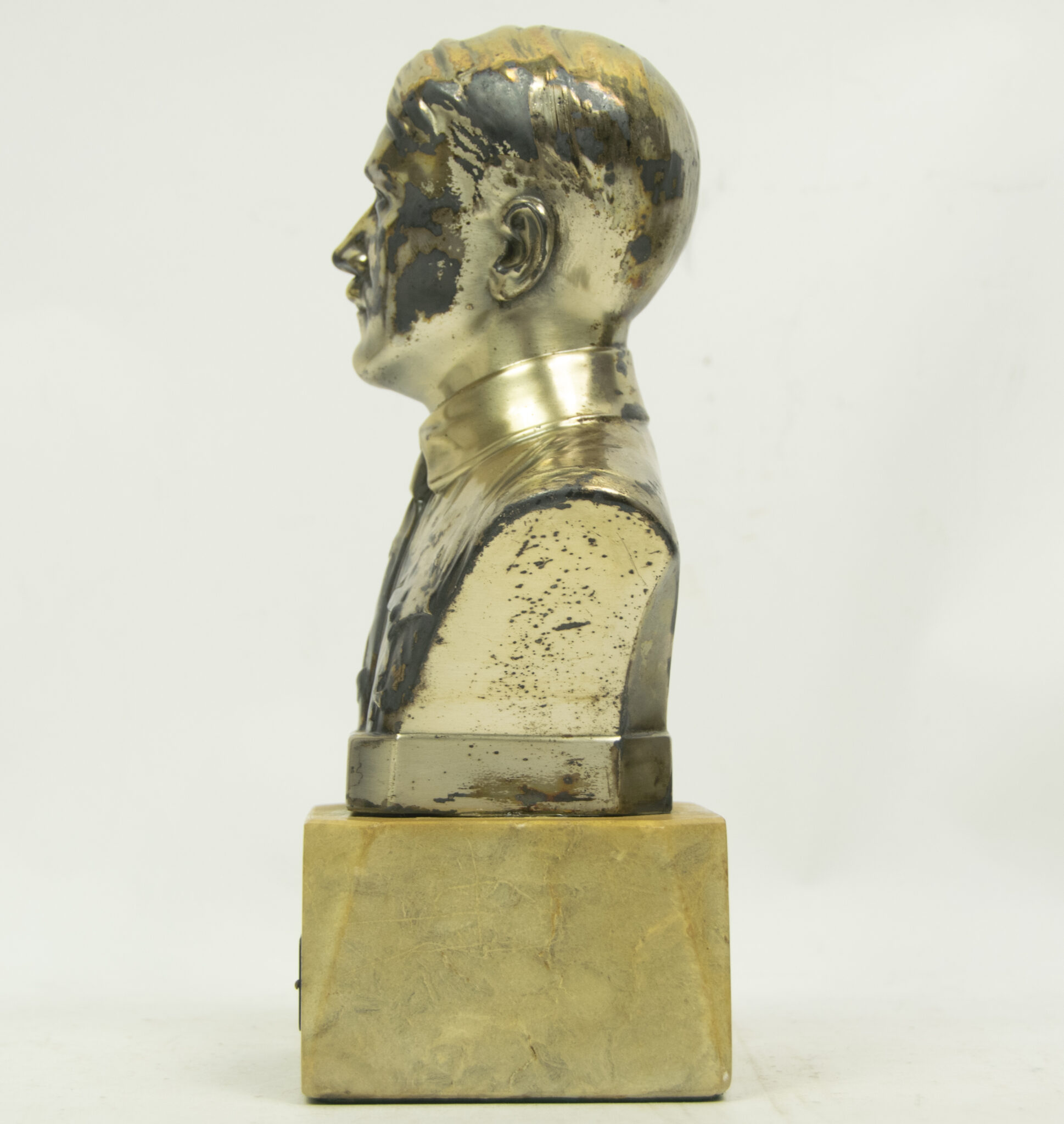 Hitler silver colored bust on marble base - Image 12