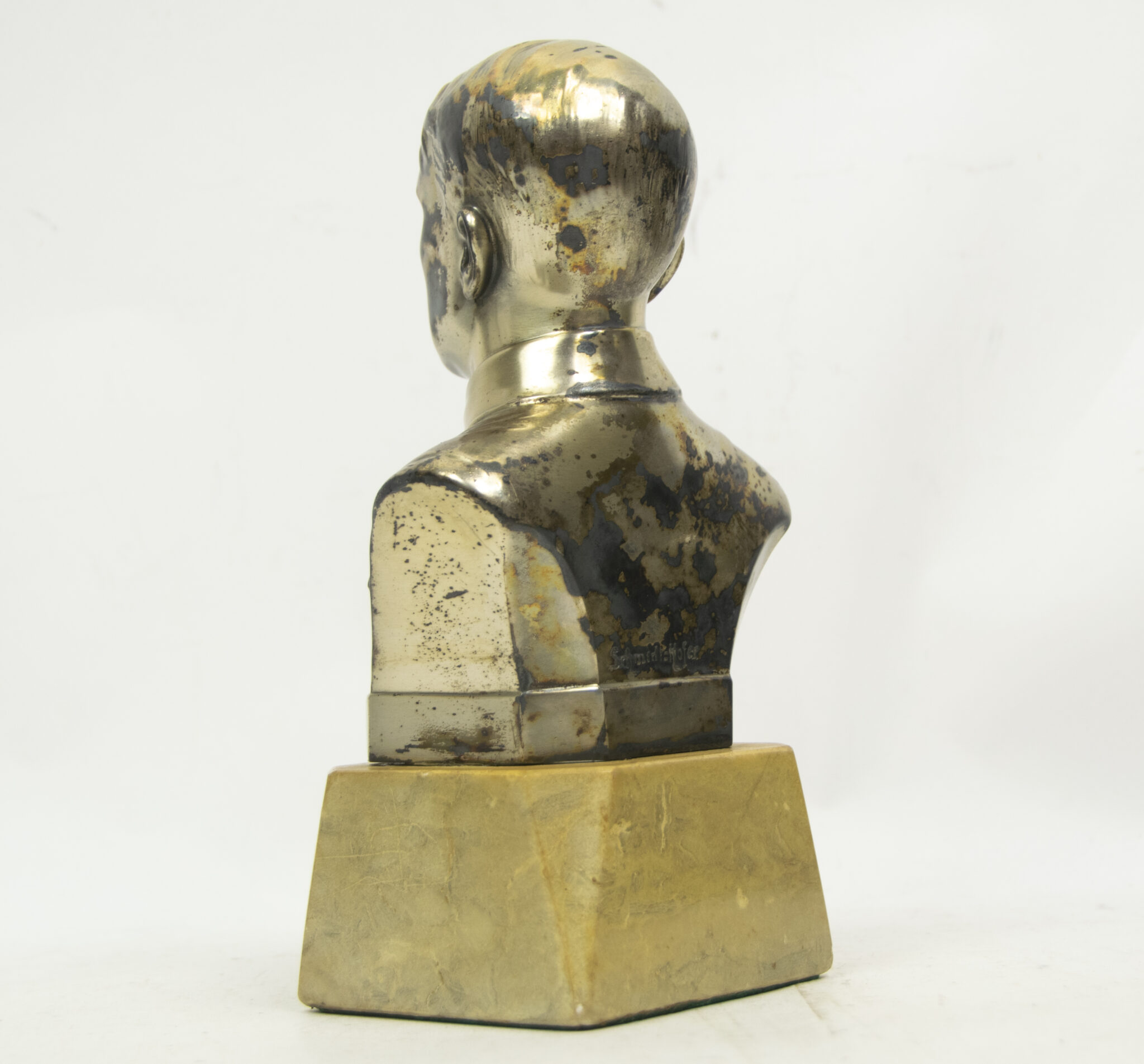 Hitler silver colored bust on marble base - Image 16