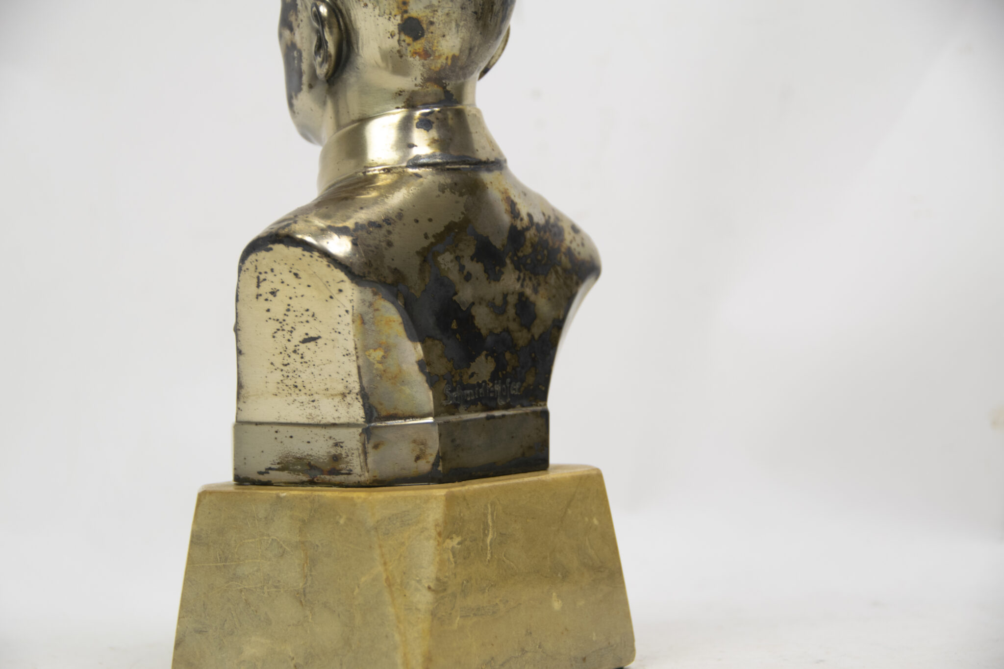 Hitler silver colored bust on marble base - Image 18
