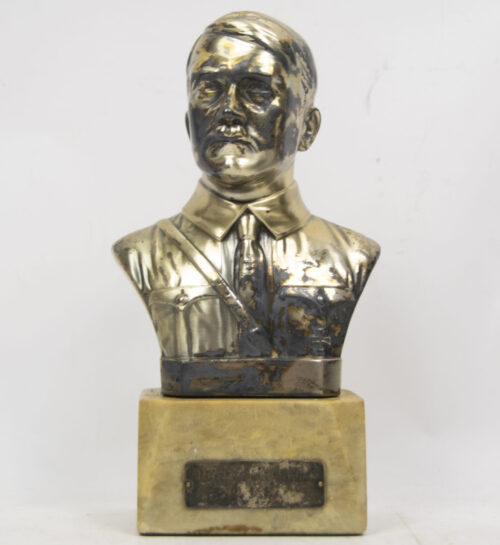 Hitler silver colored bust on marble base