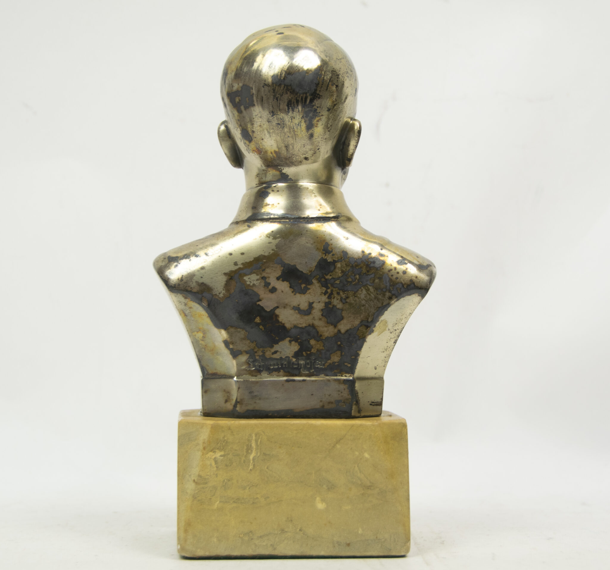 Hitler silver colored bust on marble base - Image 20