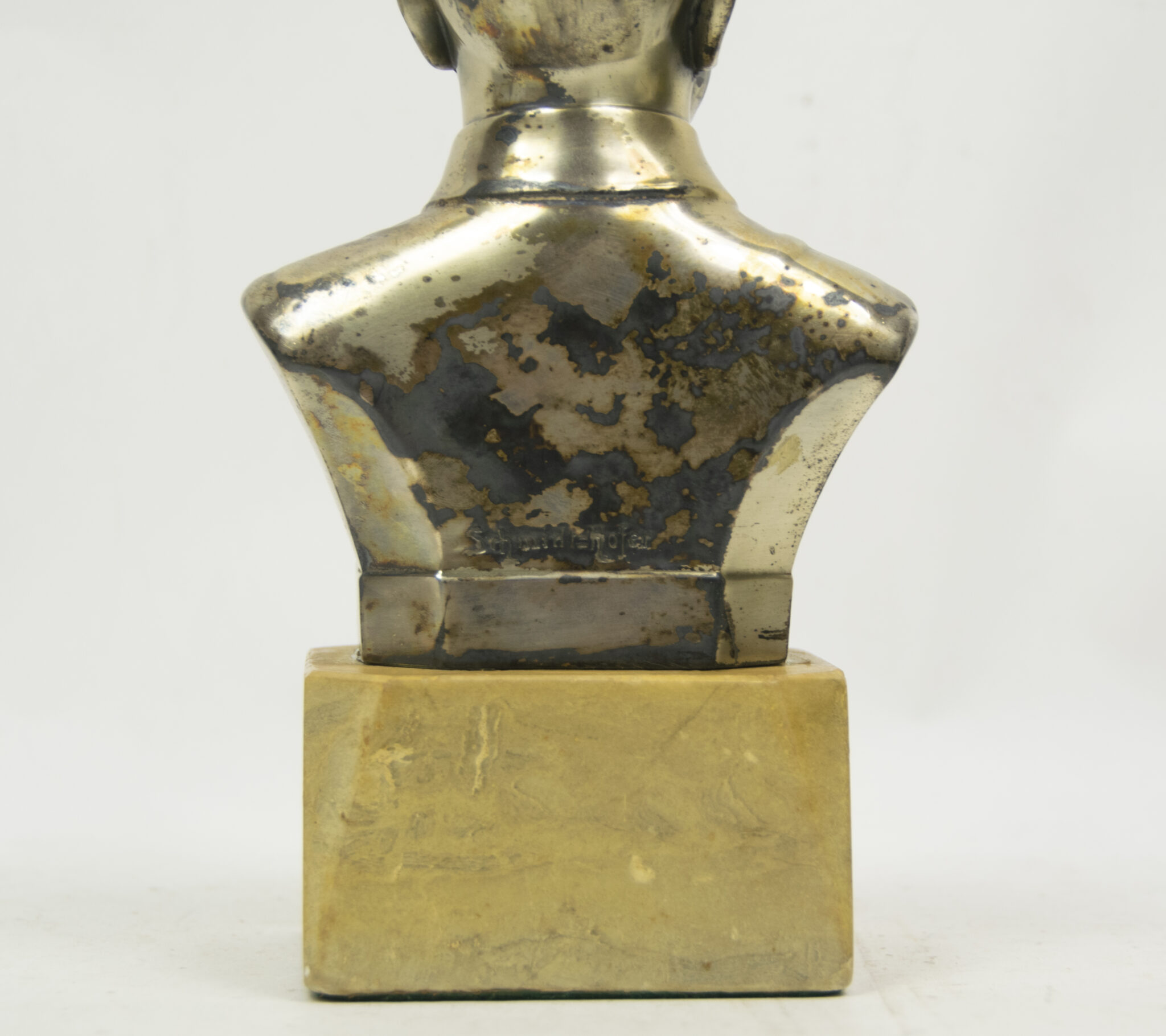Hitler silver colored bust on marble base - Image 22