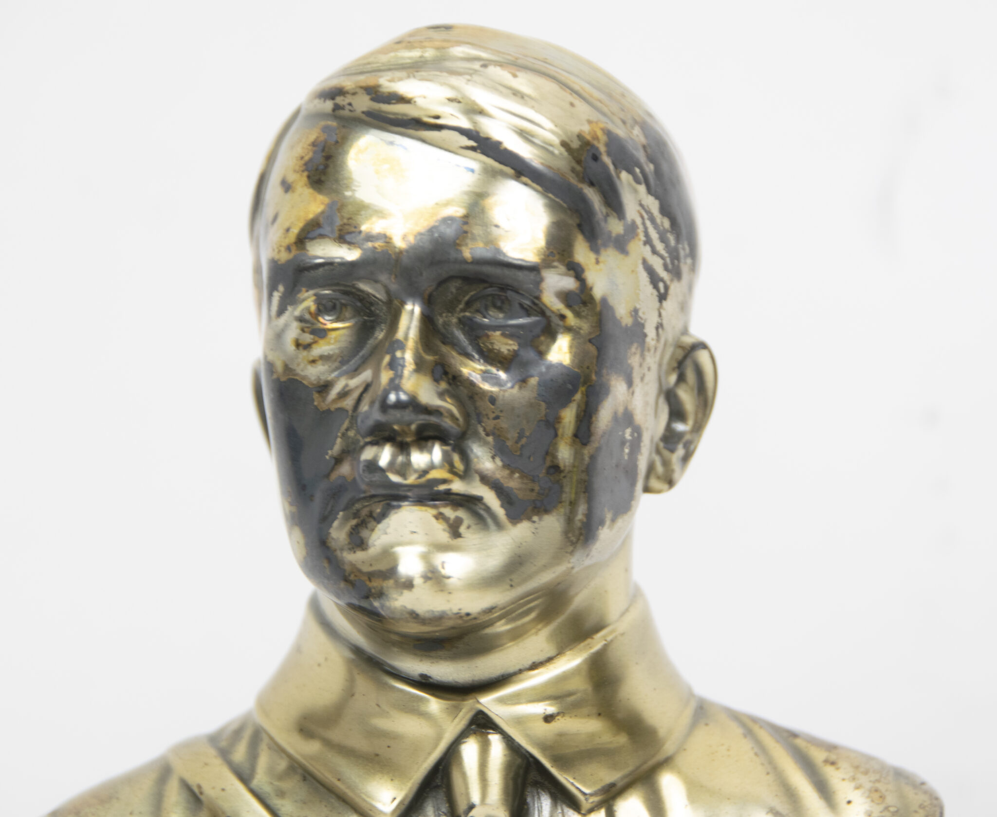 Hitler silver colored bust on marble base - Image 3