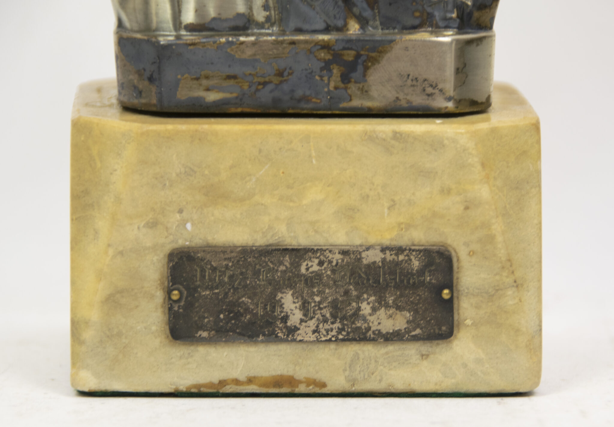 Hitler silver colored bust on marble base - Image 6