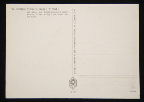 (Postcard) Willrich – Generalmajor Meindl als Führer von Fallschirmtruppen besonders verdient in den Kämpfen bei Narvik und um Kreta