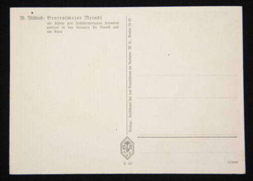(Postcard) Willrich – Generalmajor Meindl als Führer von Fallschirmtruppen besonders verdient in den Kämpfen bei Narvik und um Kreta
