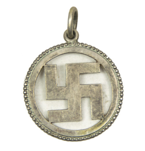 WWII German silver swastika necklace hanger