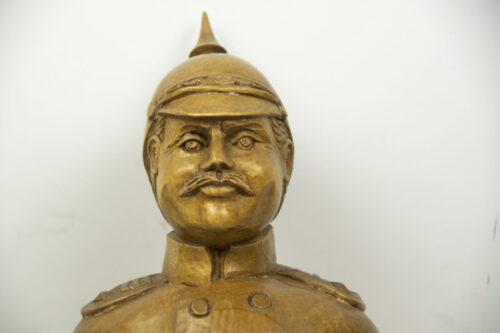 Wooden statue of an Imperial German soldier with Pickelhaube (57 cm height)