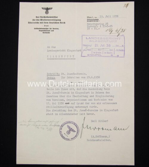 (Document) Reichskommissar für die Wiedervereinigung österreichs mit dem Deutschen reich (1938)
