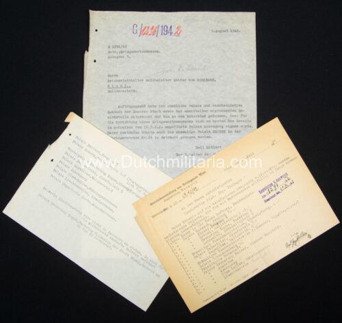 (Documents) Reichsstatthalter Reichsleiter Badur von Schirach - Kriegsmarinemuseum Vienna (1942)