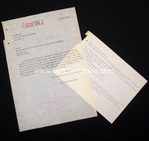 (Documents) Reichsstatthalter Reichsleiter Badur von Schirach - Kriegsmarinemuseum Vienna (1942)
