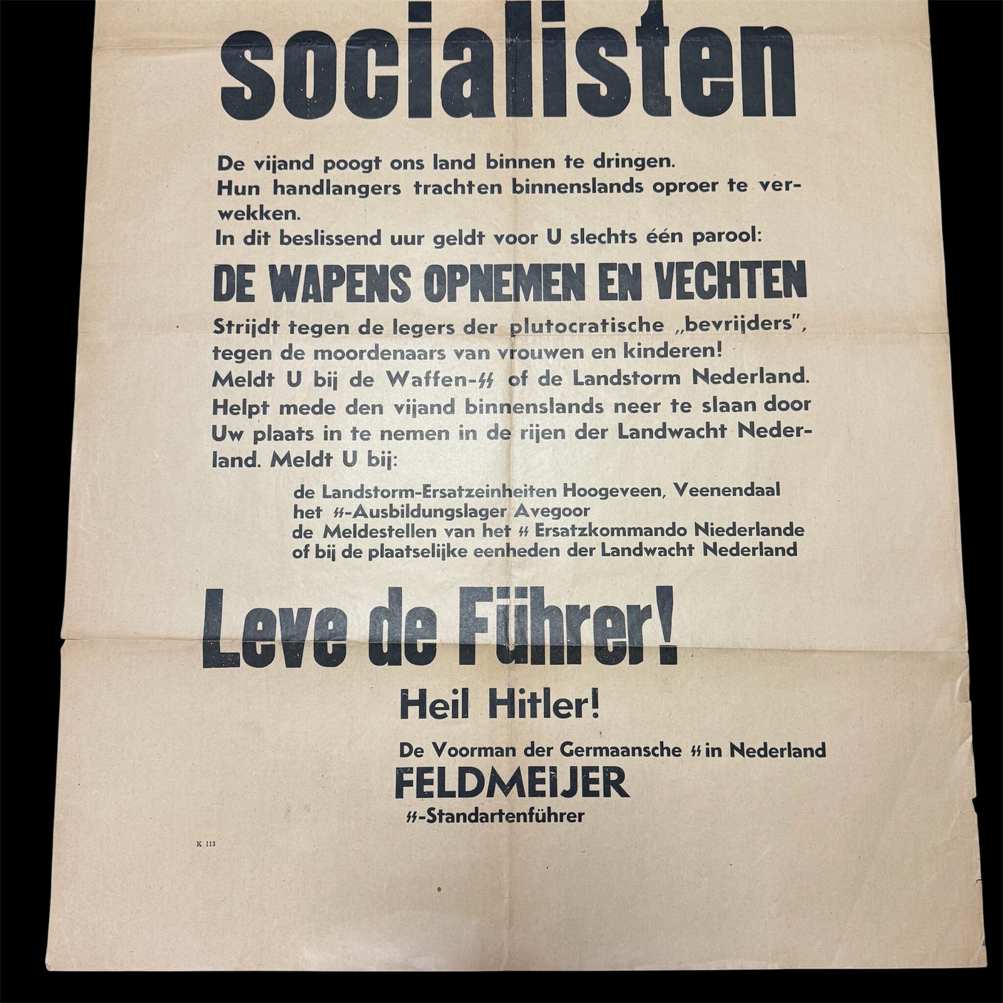 (Poster) Waffen-SS Germaansche-SS Landstorm Nederland - rare