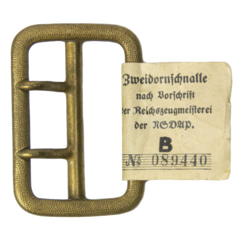 WW2 German NSDAP Zweidorn Belt Buckle with RZM Tag