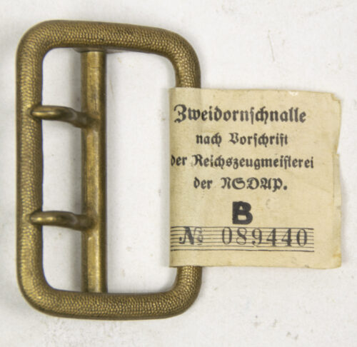 WW2 German NSDAP Zweidorn Belt Buckle with RZM Tag