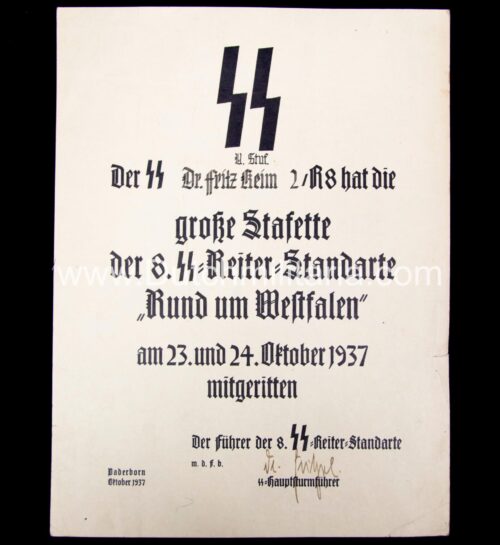 8. SS Reiter Standarte Untersturmführer Dr. Frits Keim grouping - rare