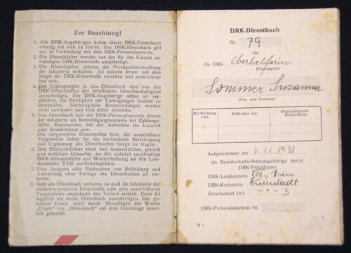 Deutsches Rotes Kreus (DRK) Dienstbuch