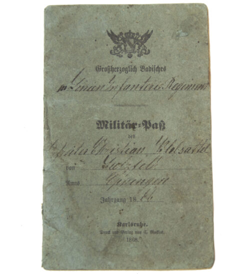 German WWI Militärpass 1866