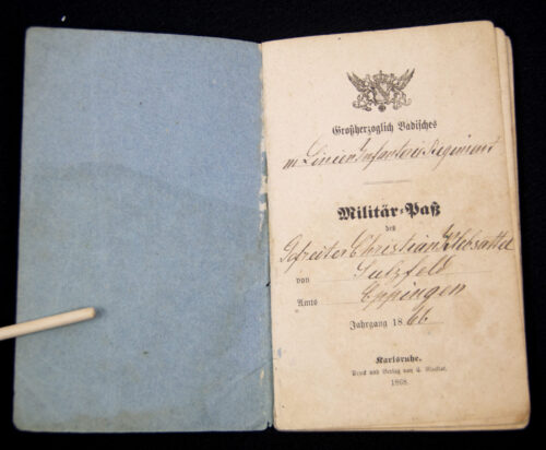 German WWI Militärpass 1866