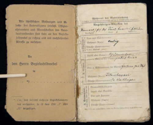German WWI Militärpass 1910/1914/1917