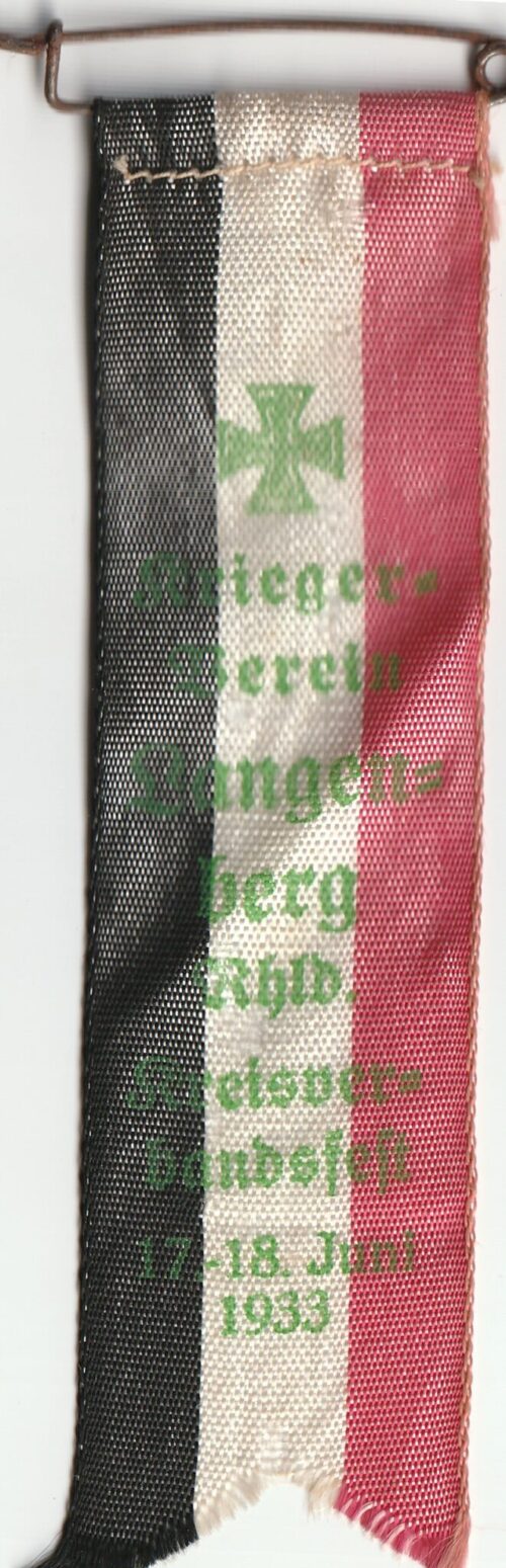 Kriegerverein Sangenberg Rhld. Kreisverbandsfest 17.-18. Juni 1933 abzeichen