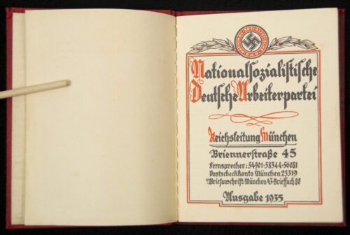 NSDAP Mitgliedsbuch Personal Ausweis (1937)