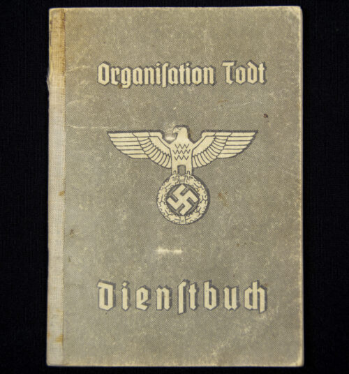 Organisation-Todt (O.T.) Dienstbuch + Kriegsbeschädigtenausweis